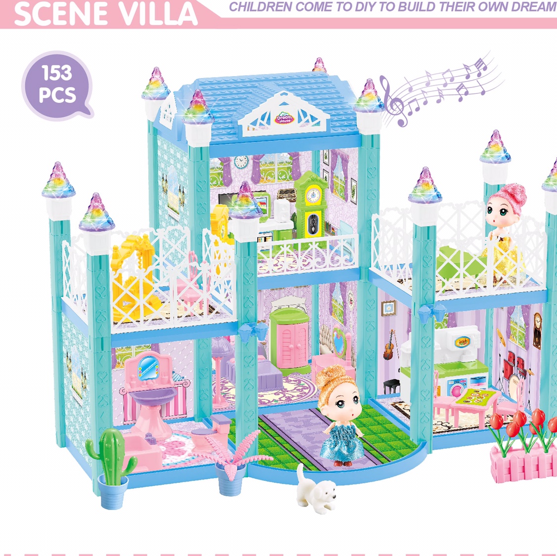 Sugar Rice Princess House girl play house toy simulation Princess castle set model villa children's birthday gift 326-D3 details Picture
