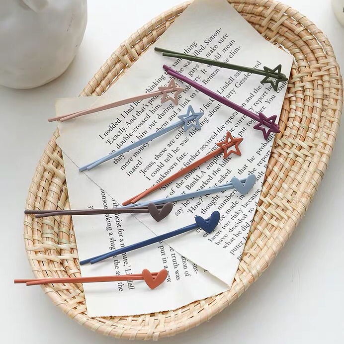 10个装简约百搭磨砂一字夹可爱心五星发卡ins网红发夹韩国发饰女产品图