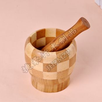 Jiehao Factory direct sales of medium-sized bamboo square garlic POTS, handcrafted bamboo panel garlic POTS, garlic jars and garlic puree utensils