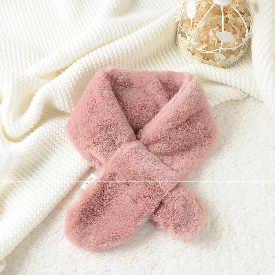 Children's Scarf Autumn And Winter New All-Match Korean Version Of Solid Color Men's And Women's Treasure Fur Light Plate Bib Imitation Rabbit Hair Warm Scarf details Picture