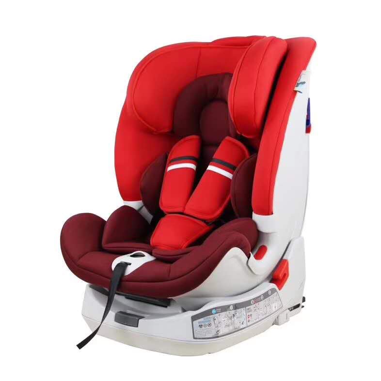 The child safety seat is bright red thumbnail