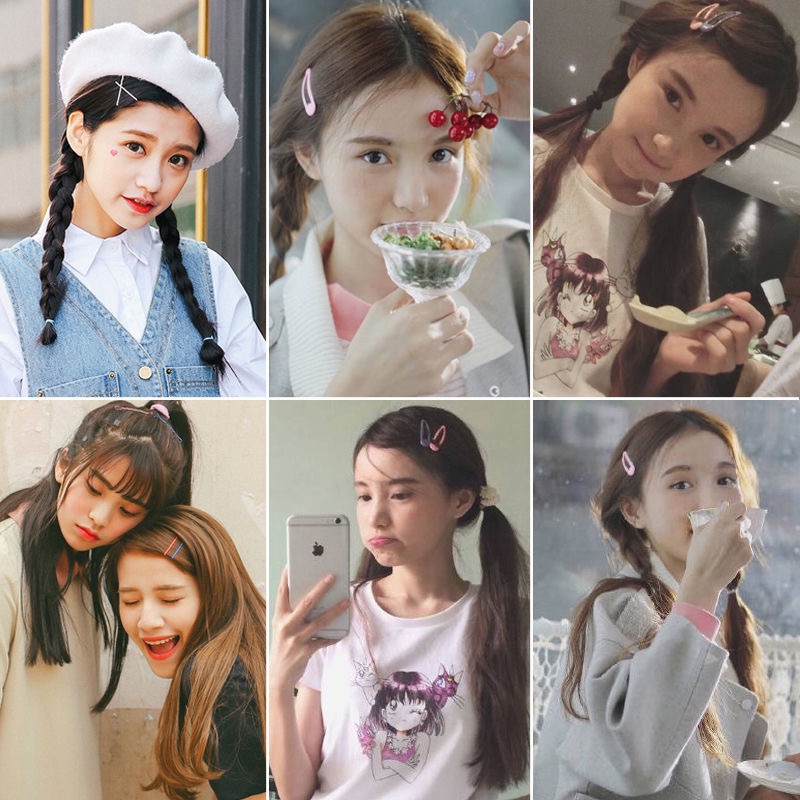 彩色发夹一字夹糖果色发夹韩版学生可爱少女网红刘海卡子发饰白底实物图