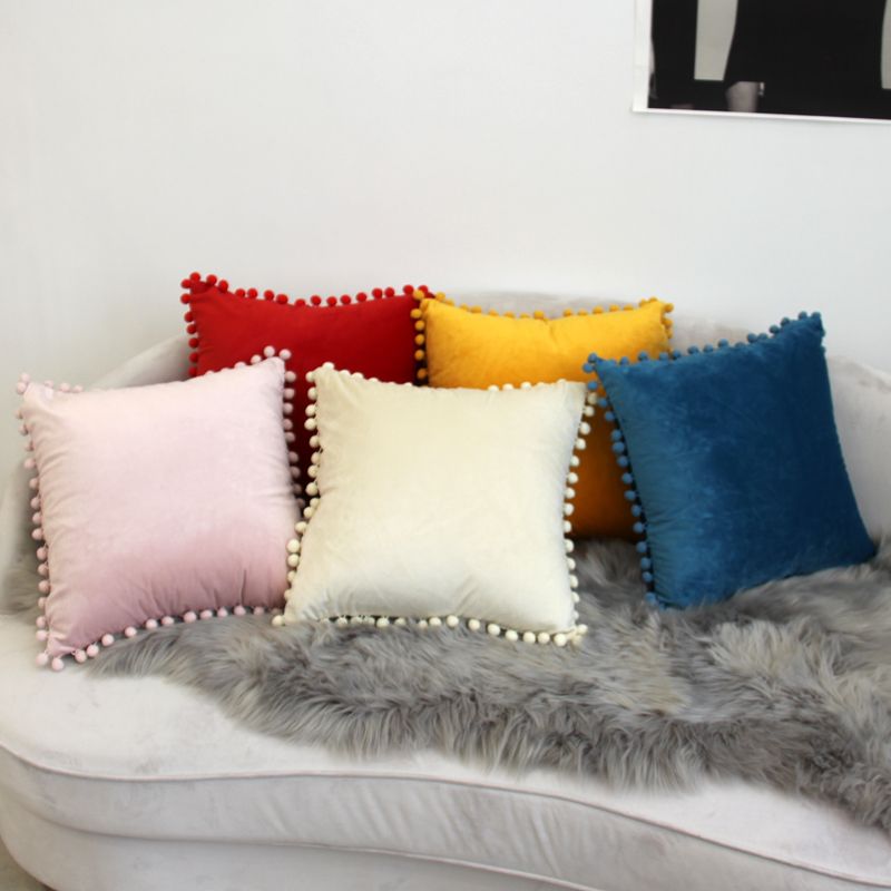 Modern and simple solid-color plush pillow, sofa cushion, office bed backrest cushion, waist pillow, headboard details Picture