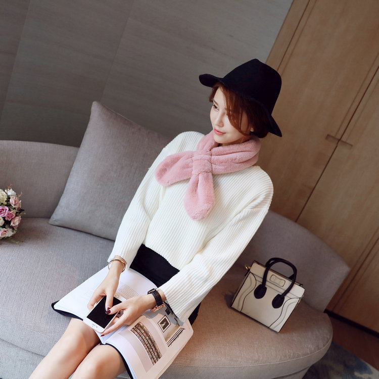 South Korea's Dongdaemun Hot Sale Of Foreign Women All Casual Modeling Imitation Rabbit Hair Hair Collar Warm Scarf Bib Specification drawing