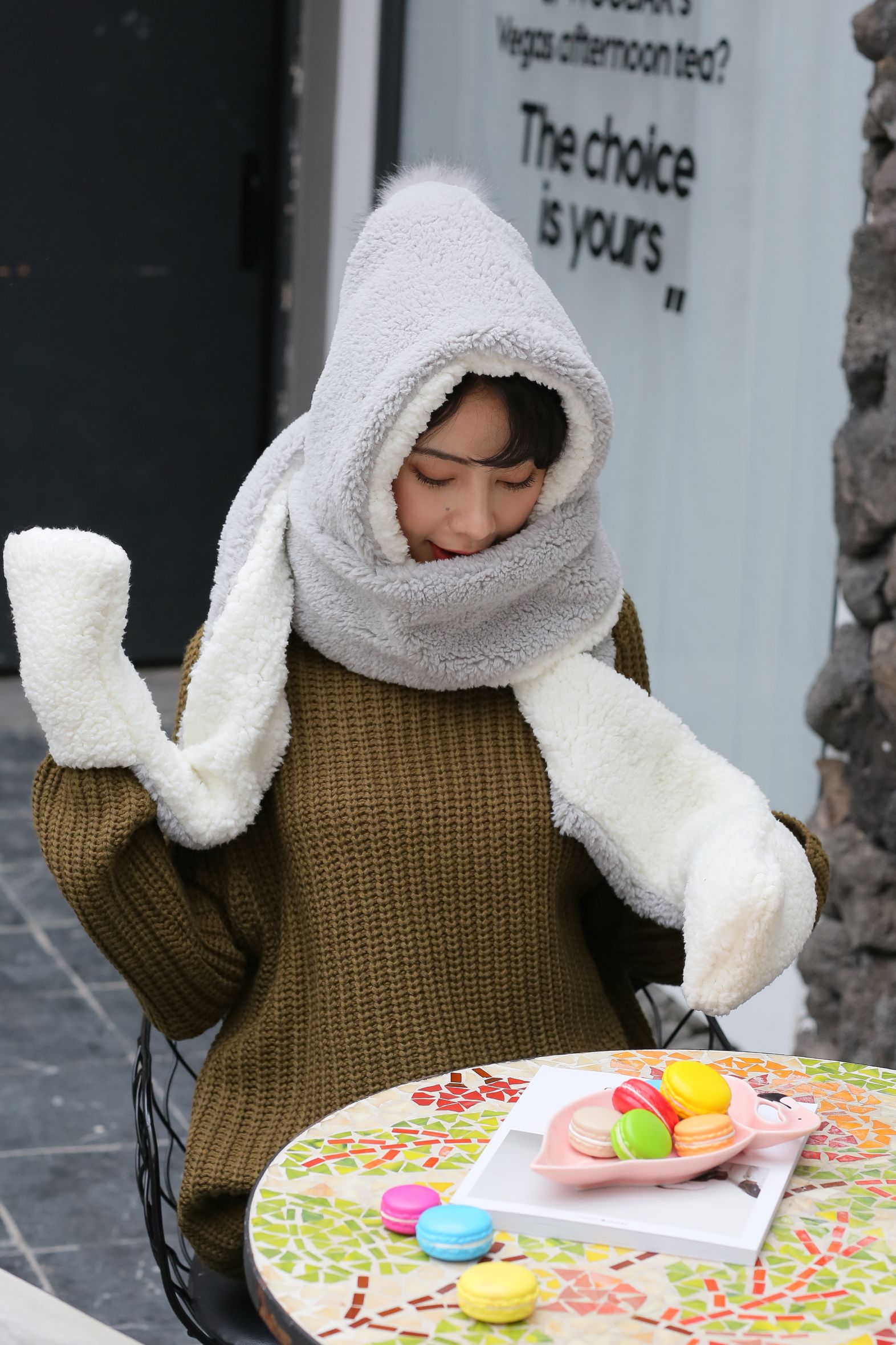Cute fashion warm scarf hat gloves to keep warm thumbnail