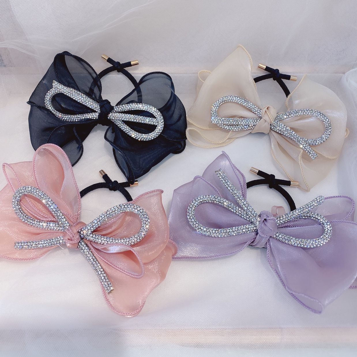 韩版纱布光面结钻条皮筋