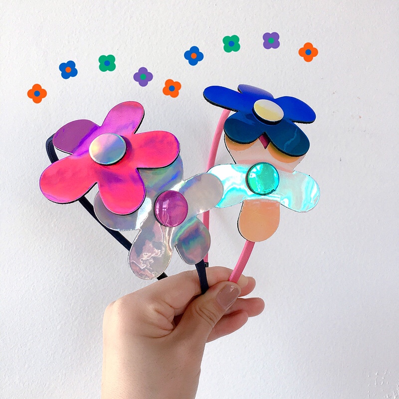 Ins wind laser PU color-changing florets hair band for children thumbnail
