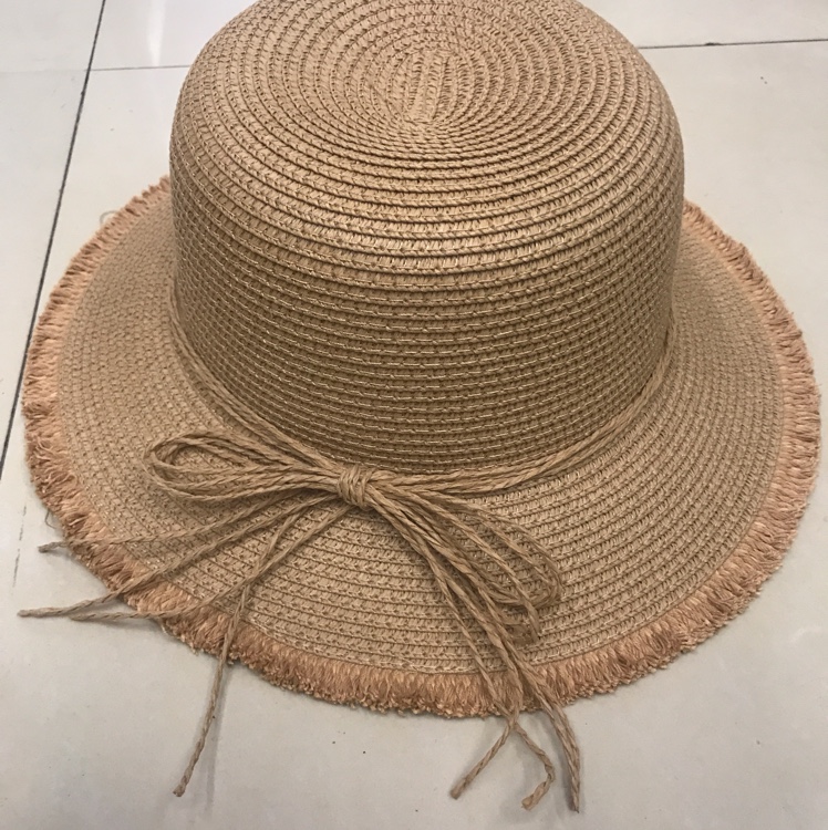 Japanese Style Fresh Mori Tie Hand Hook Sunshade Bow Cotton Hemp Papyrus Hat Children's Summer Sun Protection Wide-Brimmed Fisherman Hat Sun Hat Fur Edge