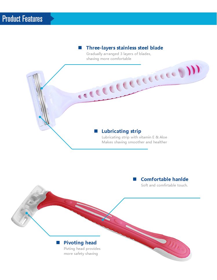 Factory direct sales of 10 pieces for ladies, 3-layer blades, with sliders detail image 2