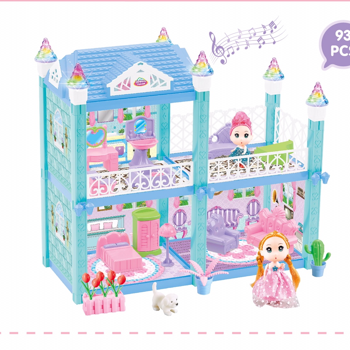 Sugar rice Princess House girl play house toy simulation princess castle set model villa children's birthday gift 326-D1 full figure