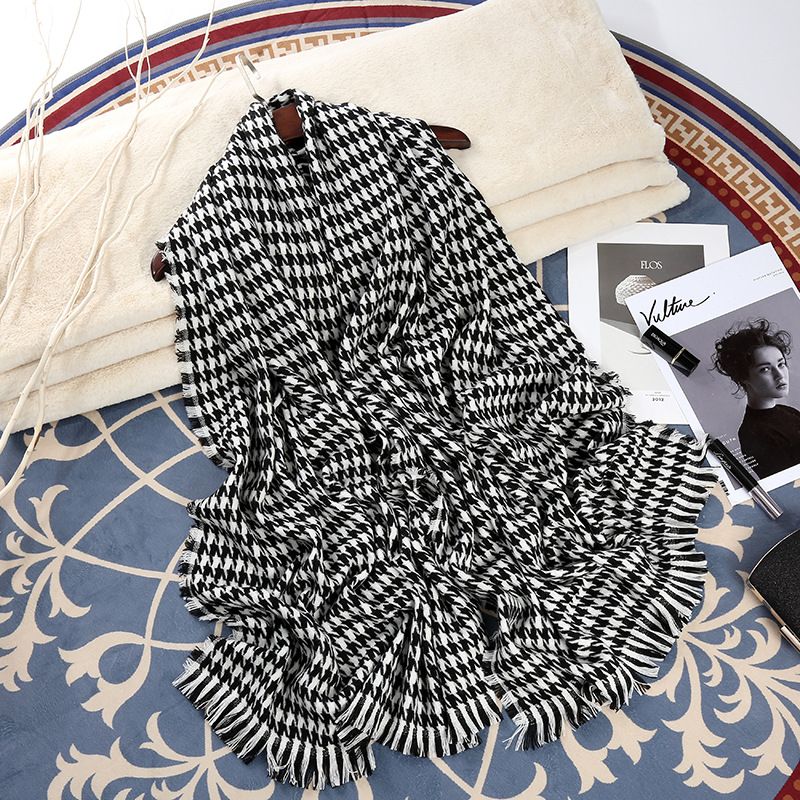 Korean version of the same thousand birds cashmere imitation cashmere scarf female winter loose beard long warm shawl scarf manufacturers wholesale thumbnail