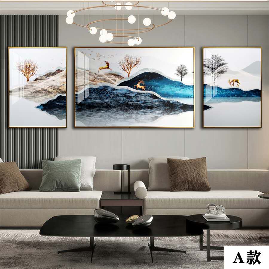 Crystal Porcelain Crystal Bay Living Room Triptych Nordic Light Luxury Living Room Dining Room Decorative Painting Specification drawing