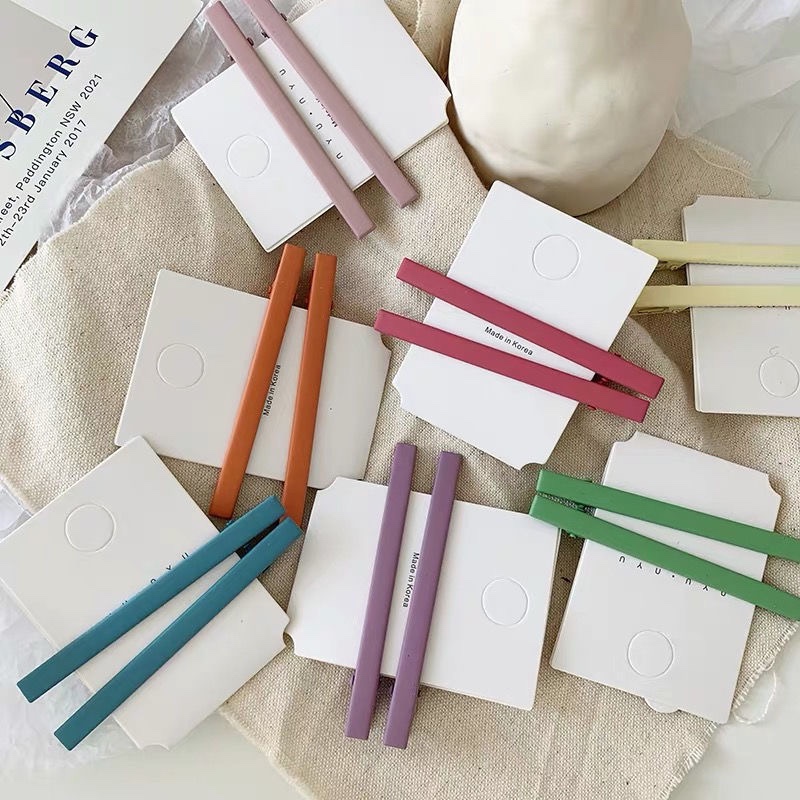 春夏ins磨砂彩色刘海夹一字夹组合 甜美百搭糖果色发卡韩国发饰品