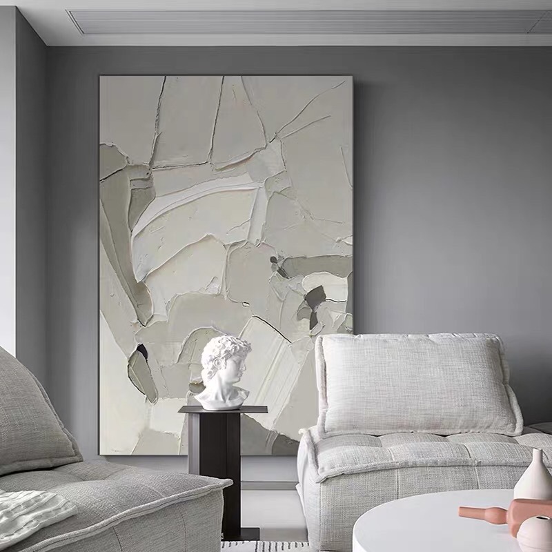 Original hand-painted modern oil painting senior grey porch decorative painting vertical plate thick oil abstract hanging painting thumbnail