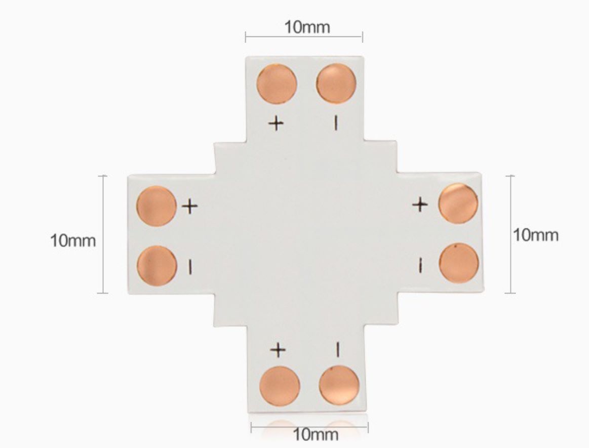 2 pin 10mm +Cross-Shaped pcb connector led strip connector