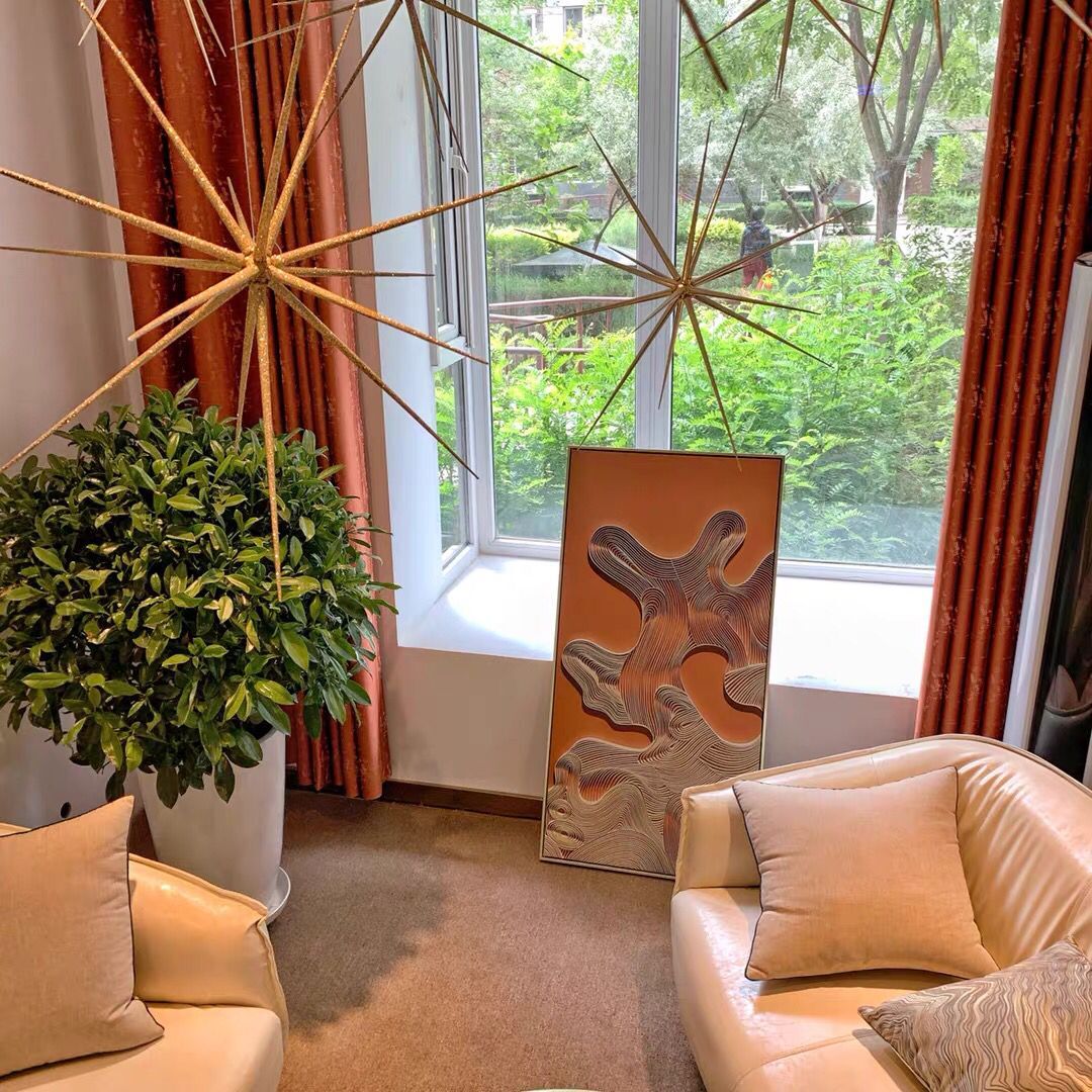 Modern Light Luxury Porch Decorative Painting Vertical Version Abstract Hanging Painting Hotel Villa Corridor Wall Painting With Framed Oil Painting Application Scenario