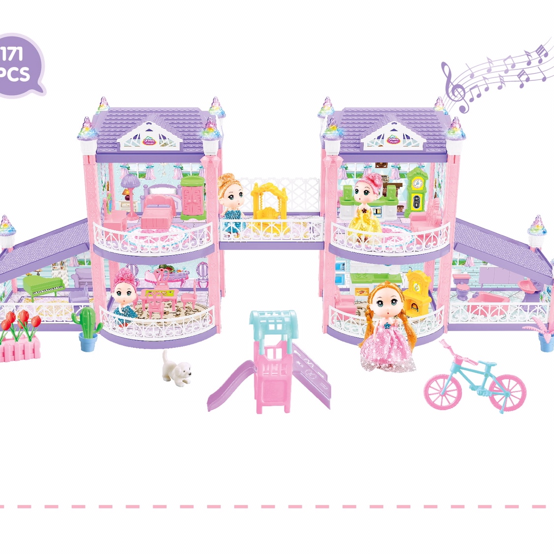 Sugar rice Princess House girl play house toy simulation Princess castle set model villa children's birthday gift 326-D6 details Picture