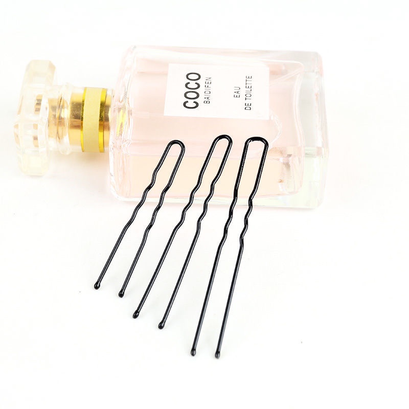 Black U-Shaped Clip Clip Hair Clip Pin Top Clip Ball Head Fixed U-Shaped Hair Clip Broken Hair Girl Specification drawing