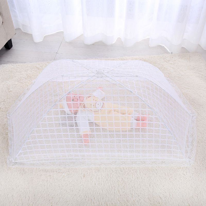 定制婴儿床蚊帐宝宝防蚊网罩可折叠网布伞罩无底通用网格食物罩详情图2