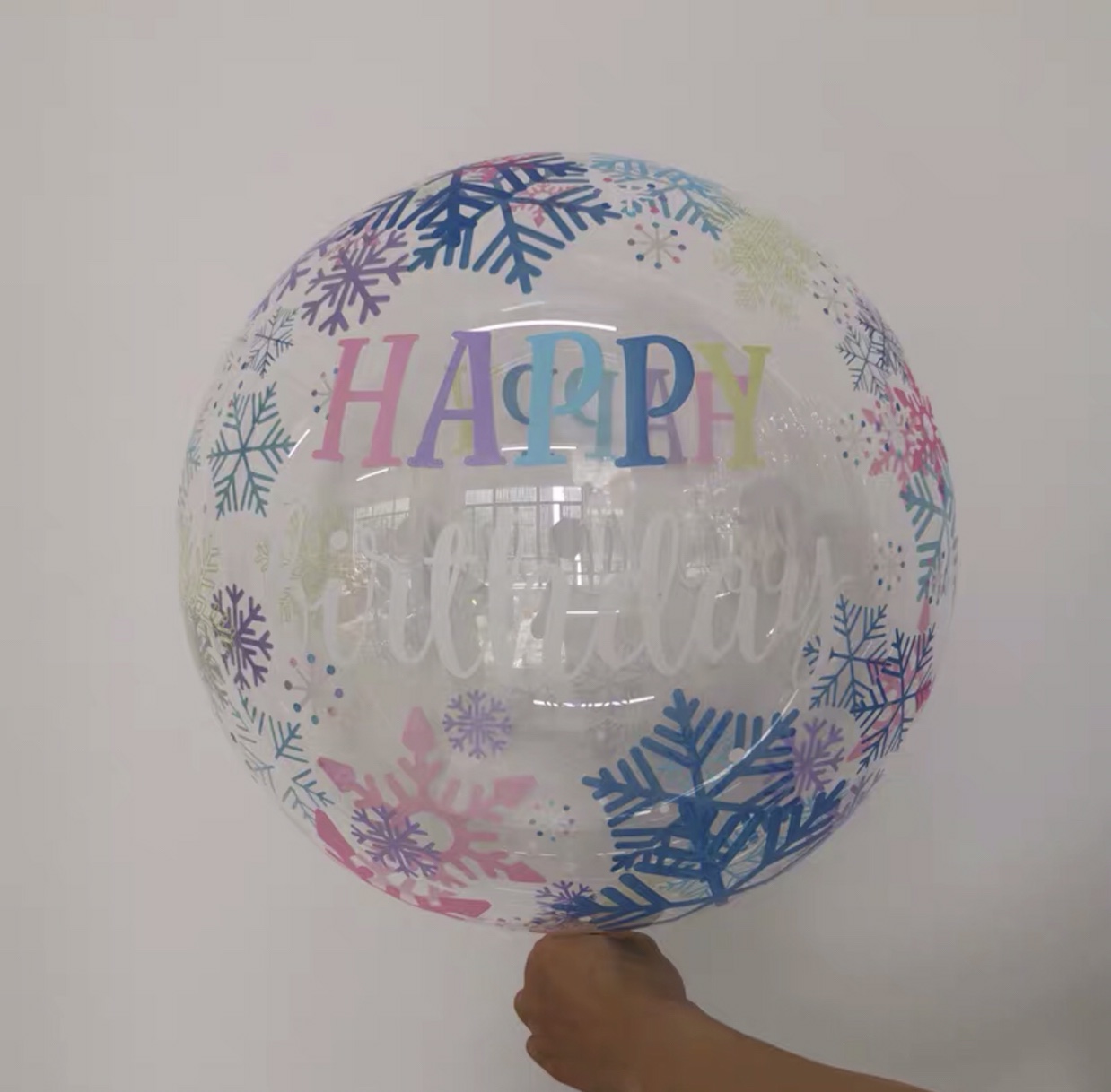 20寸圆形透明波波球气球生日快乐 主题派对背景装饰网红in