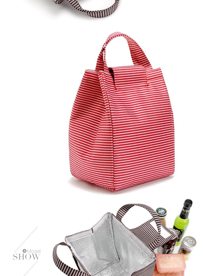 9L手提蛋糕包 黑白条纹铝膜便当保温包 魔术贴保温冰包学生野餐包详情图7