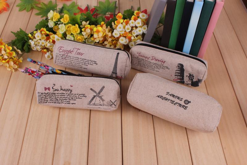 Landscape picture single zipper canvas pencil bag thumbnail