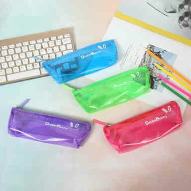 Transparent single zipper color PVC pencil case thumbnail