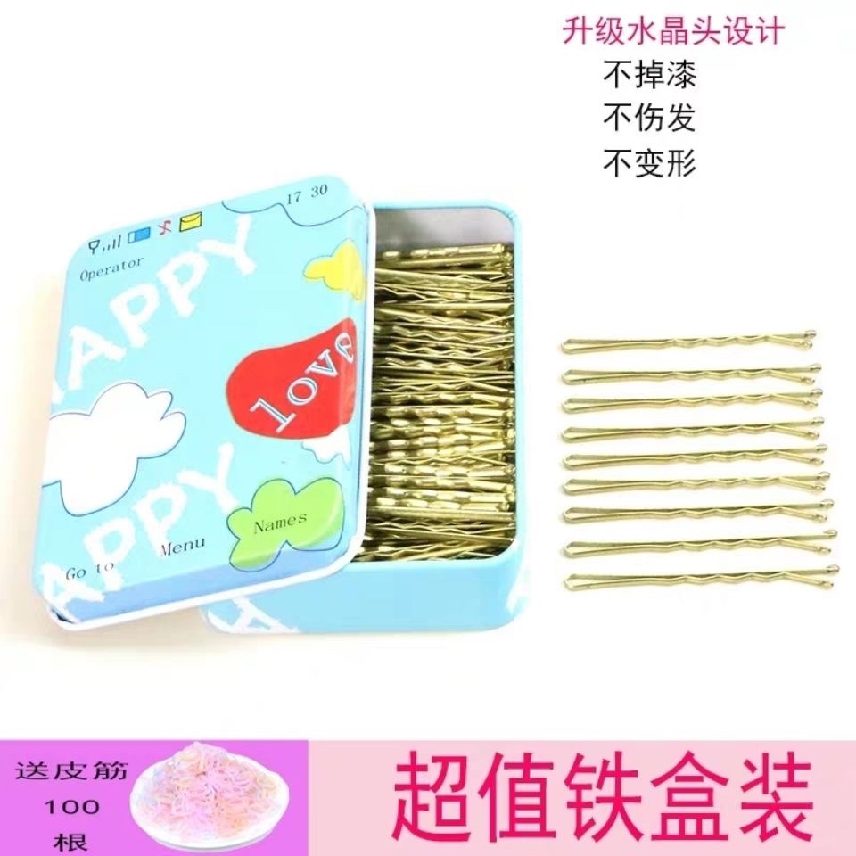 一字夹金色少女心发夹韩国发卡学生可爱头饰成人边夹小夹子刘海细节图