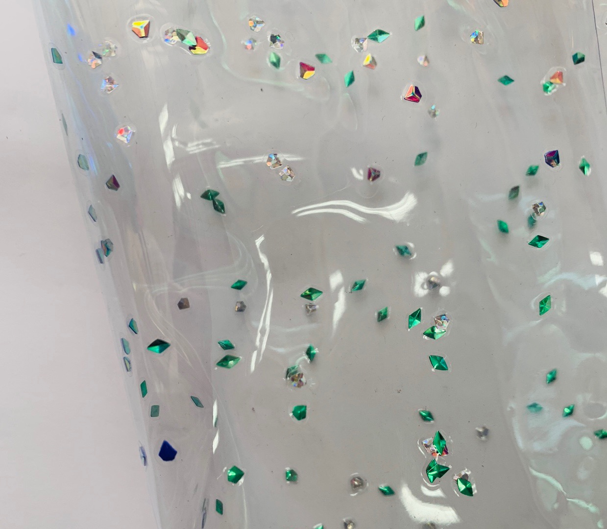 PVC film with sequins for cosmetic bags and pen cases Specification image