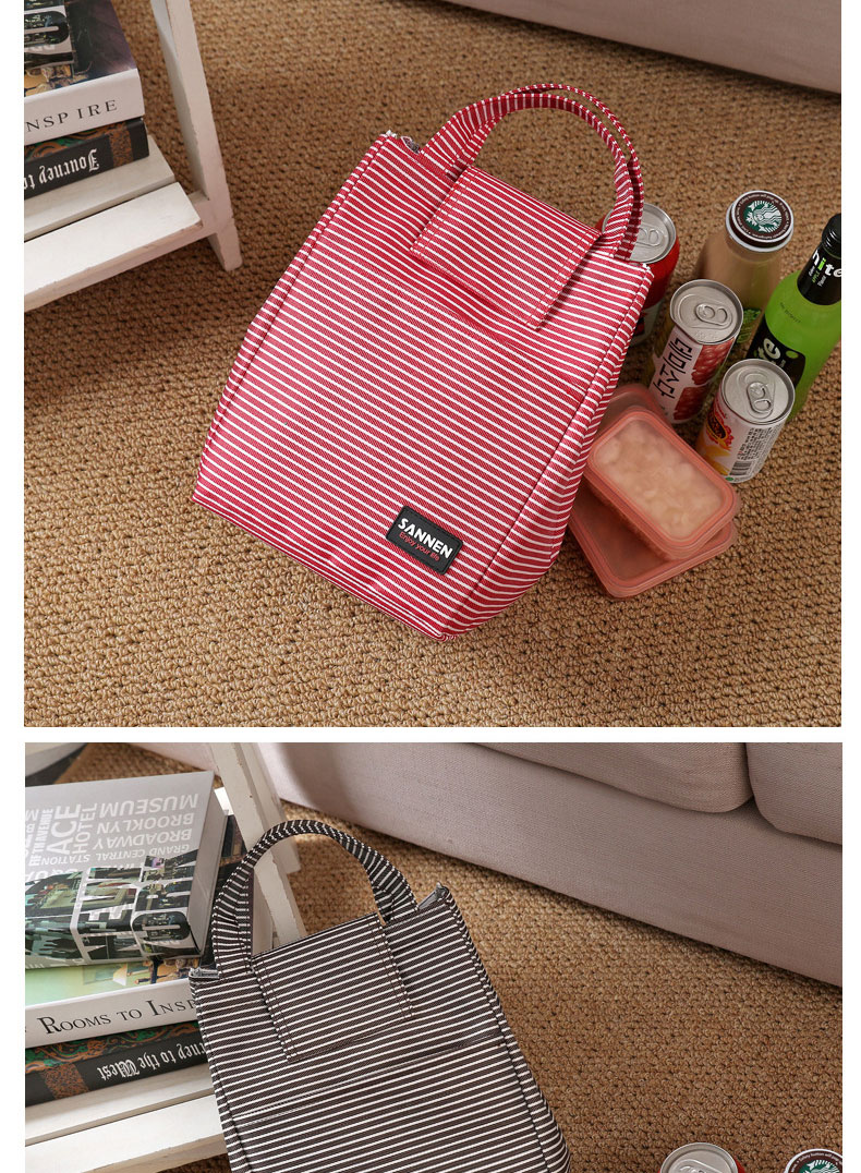 9L手提蛋糕包 黑白条纹铝膜便当保温包 魔术贴保温冰包学生野餐包详情图13