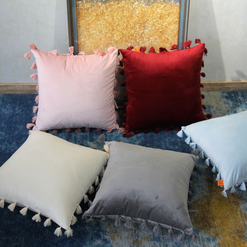 Modern and simple solid-color cushions, sofa cushions, office bed cushions, pillowcases without cores details Picture