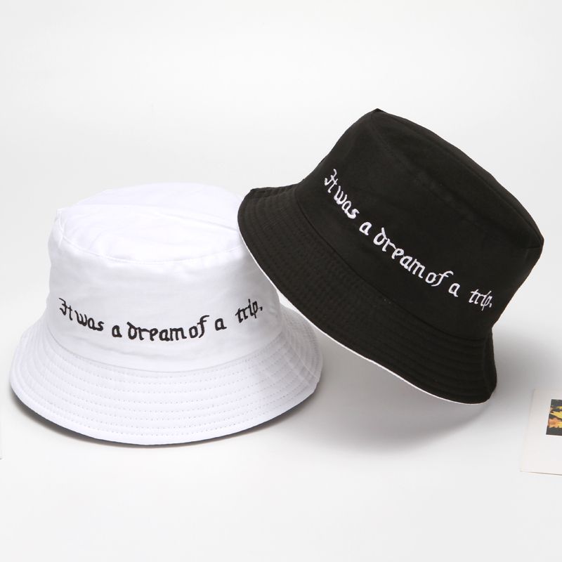 English embroidered double - sided fisherman hat thumbnail