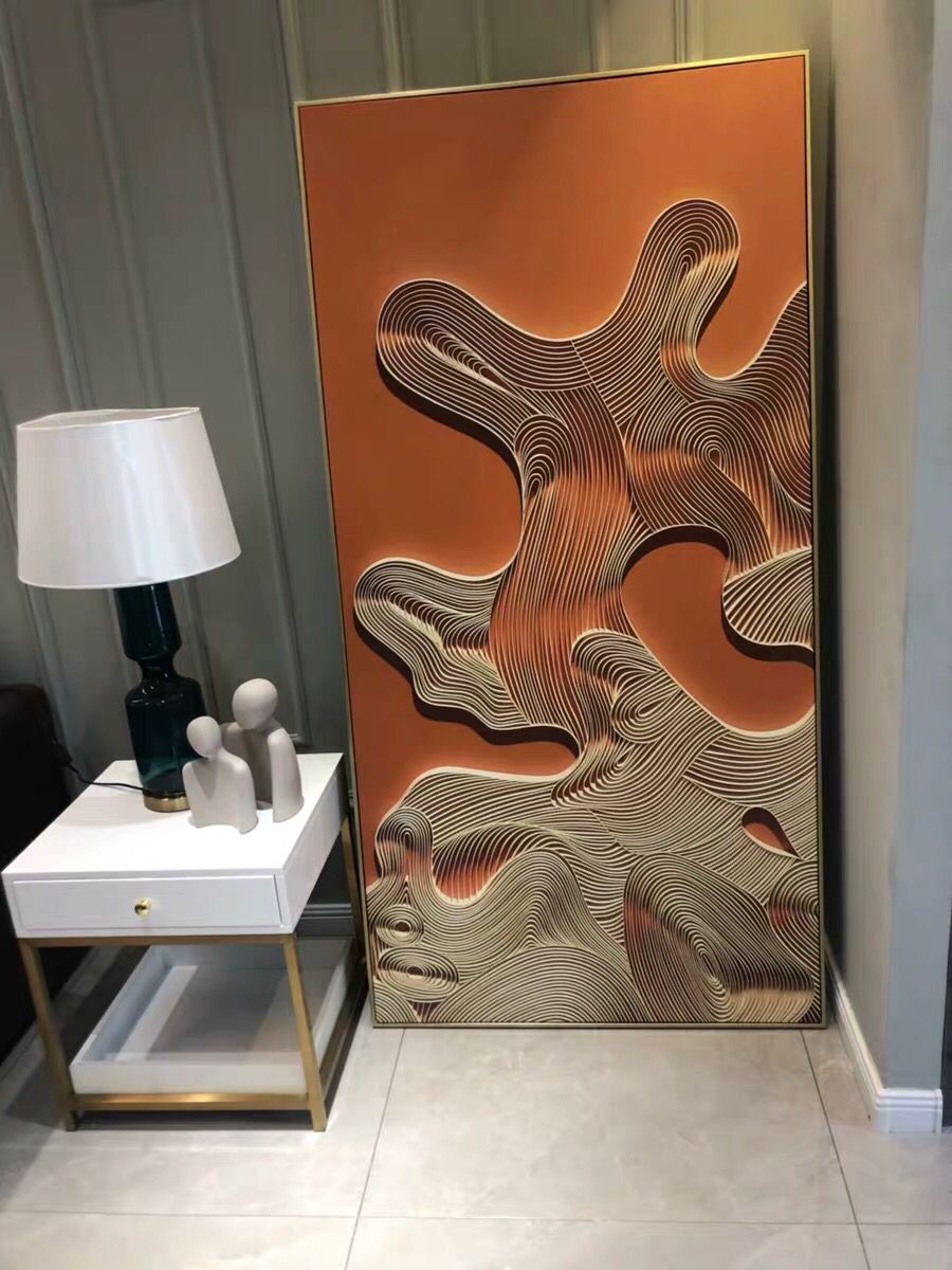 Modern Light Luxury Porch Decorative Painting Vertical Version Abstract Hanging Painting Hotel Villa Corridor Wall Painting With Framed Oil Painting details Picture