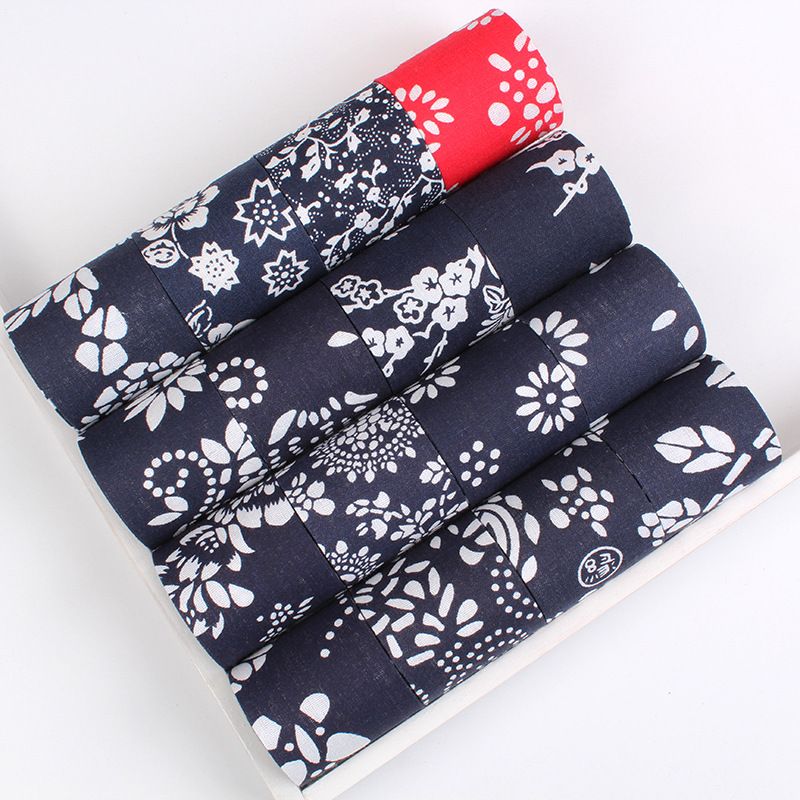 4cm tie-dyed navy blue fabric floral woven ribbon, DIY handmade bow ribbon for clothing accessories