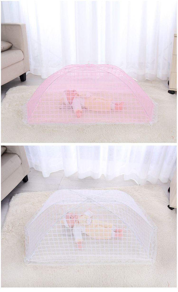 定制婴儿床蚊帐宝宝防蚊网罩可折叠网布伞罩无底通用网格食物罩详情图7