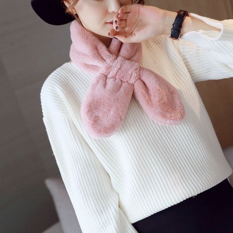 South Korea's Dongdaemun Hot Sale Of Foreign Women All Casual Modeling Imitation Rabbit Hair Hair Collar Warm Scarf Bib undefined
