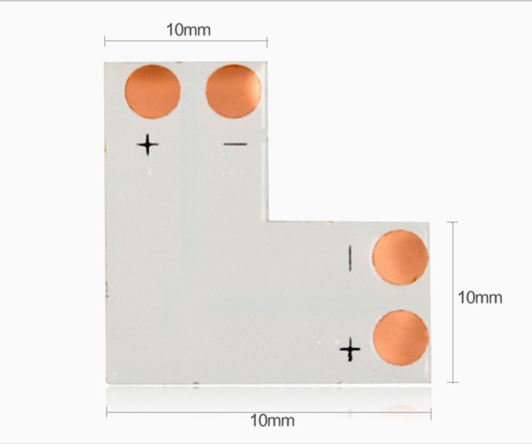 2 pin 10mm L-Shaped pcb connector led strip connector