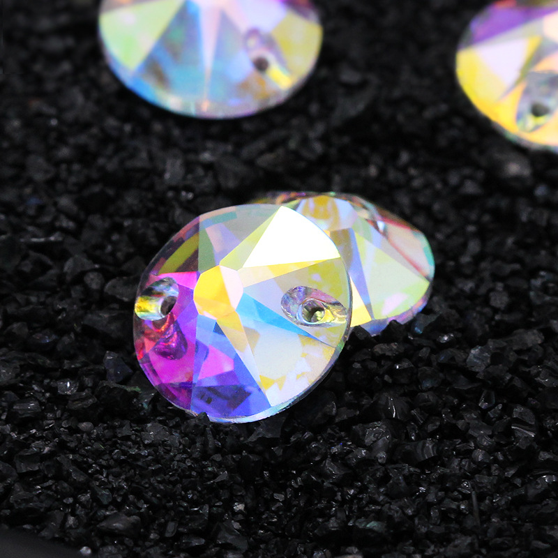Grest factory direct sales of high-end flat button, flat bottom, hand-sewn drill, round top pressure glass drill, DIY jewelry accessories, clothing accessories