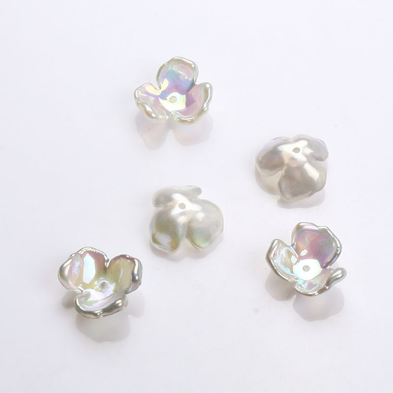 透明五彩三瓣小花12MM