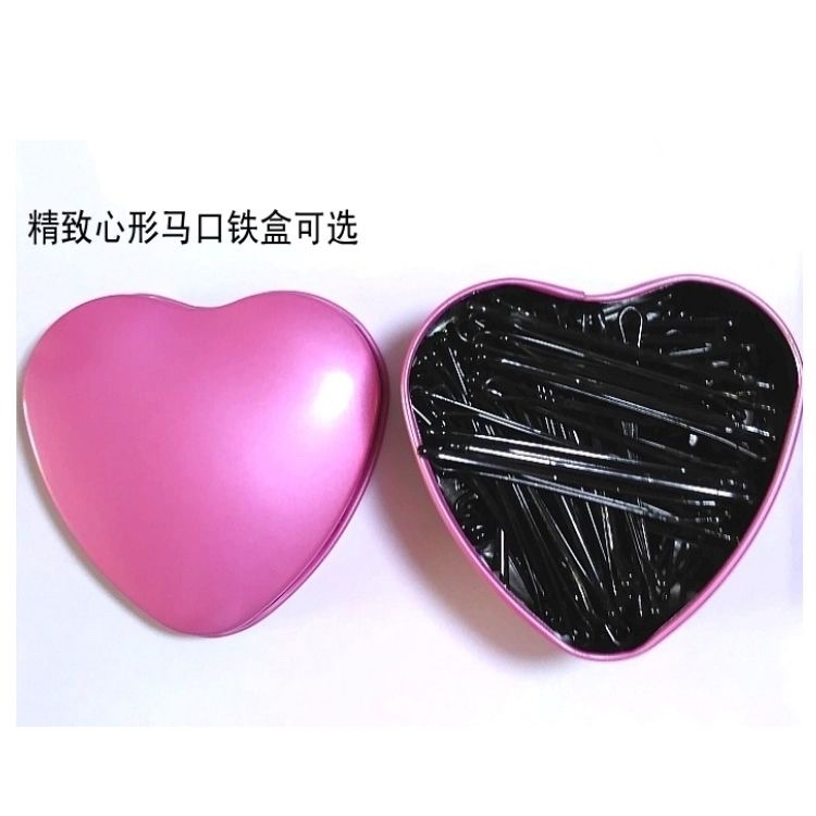 一字夹黑卡子影楼盘头盘发小钢夹圆头小黑夹刘海夹边夹白底实物图