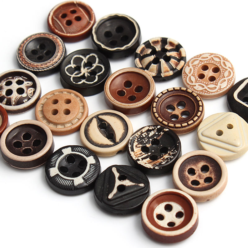 Shirt buttons round black four - eye children's and men's versatile shirts sweater knitwear retro decorative small buttons
