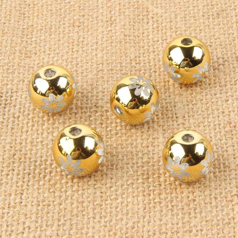 24MM彩色uv 雕刻圆珠印花效果圣诞灯饰婚庆饰品配件散珠批发产品图