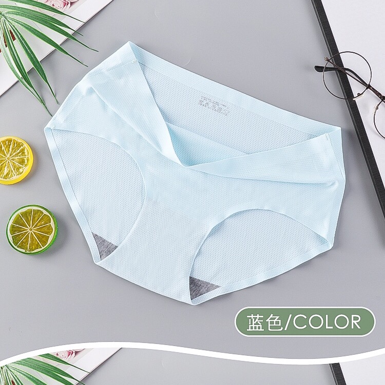 Breathable Mesh Ice Silk Seamless Underwear Women's Solid Color Mid-Waist Women's Triangle Pants Comfortable Lift Hip Seamless Underwear details Picture