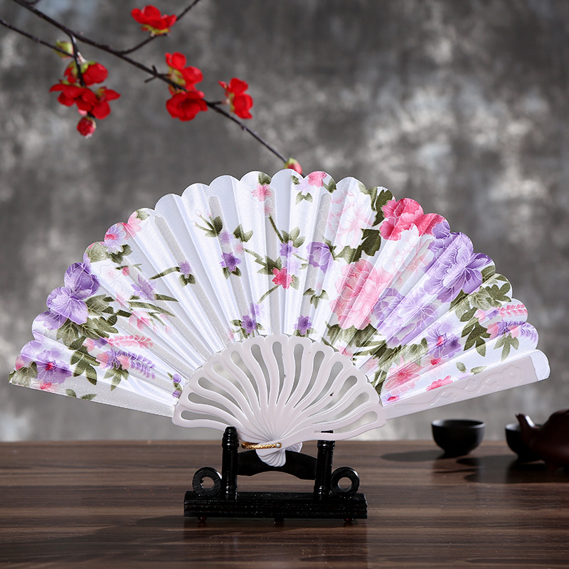彩杆龙骨绸布扇详情图8