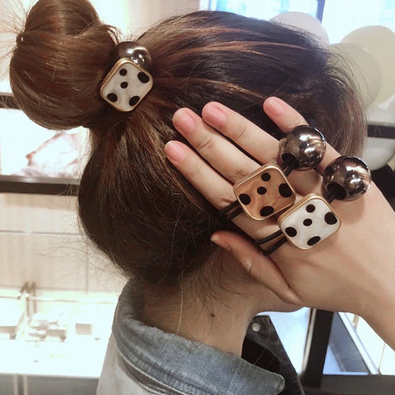 Cow alloy high-grade brushed bead beads lovely and sweet tie hair rubber band web celebrity temperament hair ring hair cord headpiece thumbnail