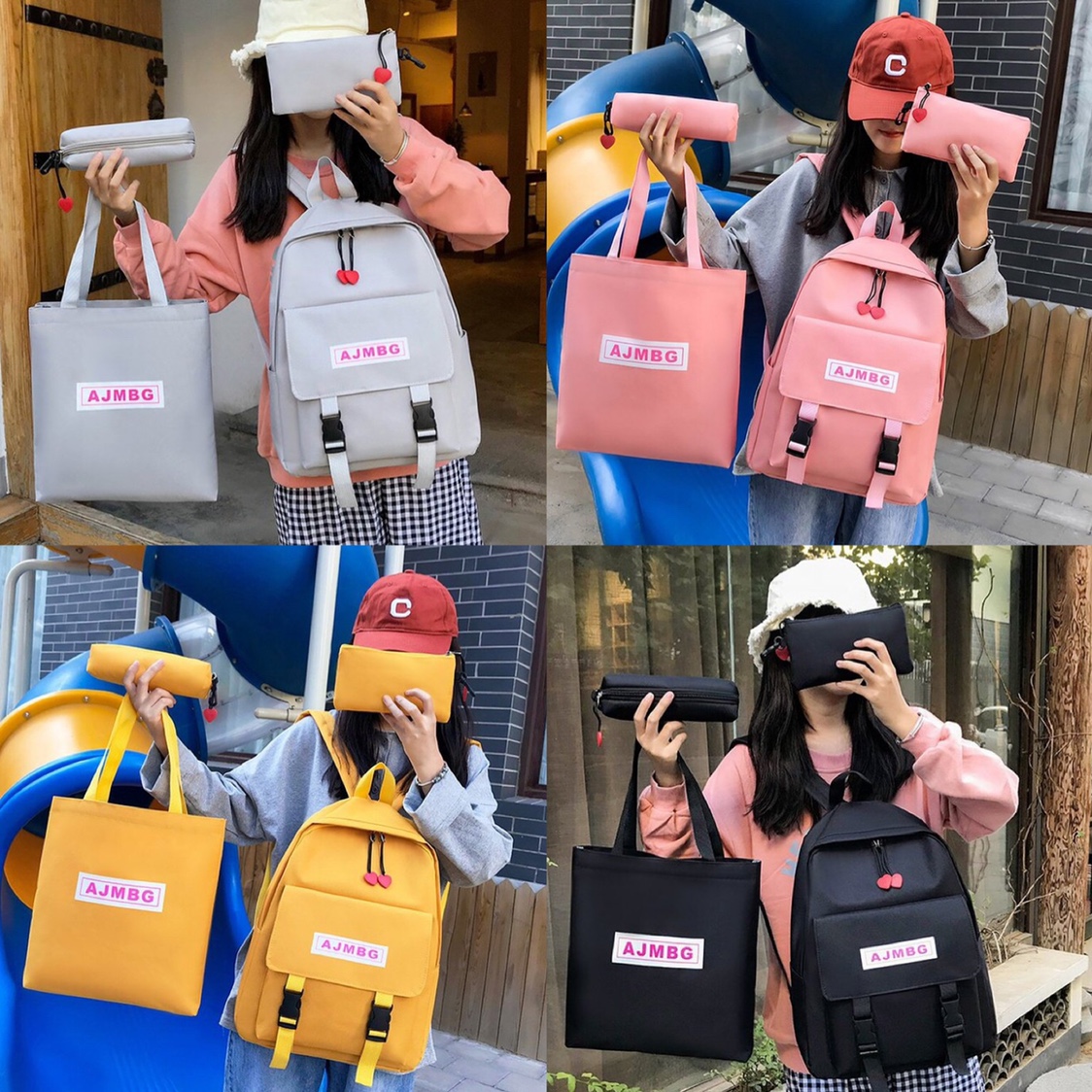 Korean school style four-piece student backpack printed version