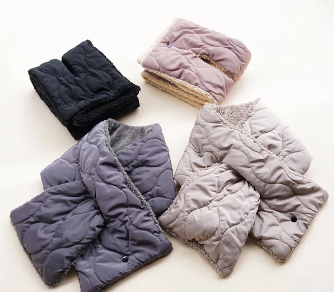 2020秋冬新款羽绒棉围脖柔软交叉套头围巾百搭保暖羽绒棉围巾