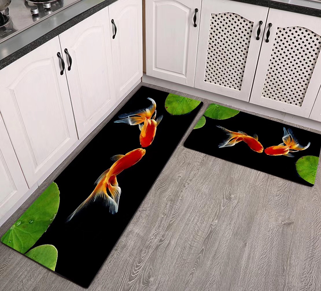 高清3D印花厨房垫新中式风格家居防滑吸水地垫详情图3