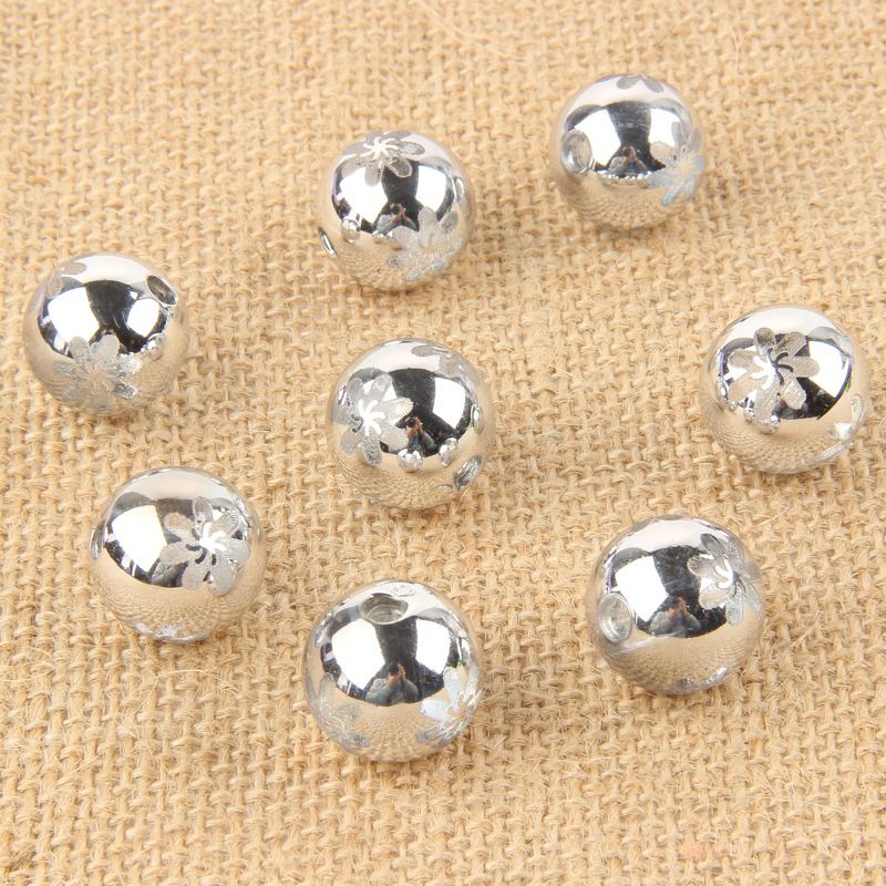 24MM彩色uv 雕刻圆珠印花效果圣诞灯饰婚庆饰品配件散珠批发细节图