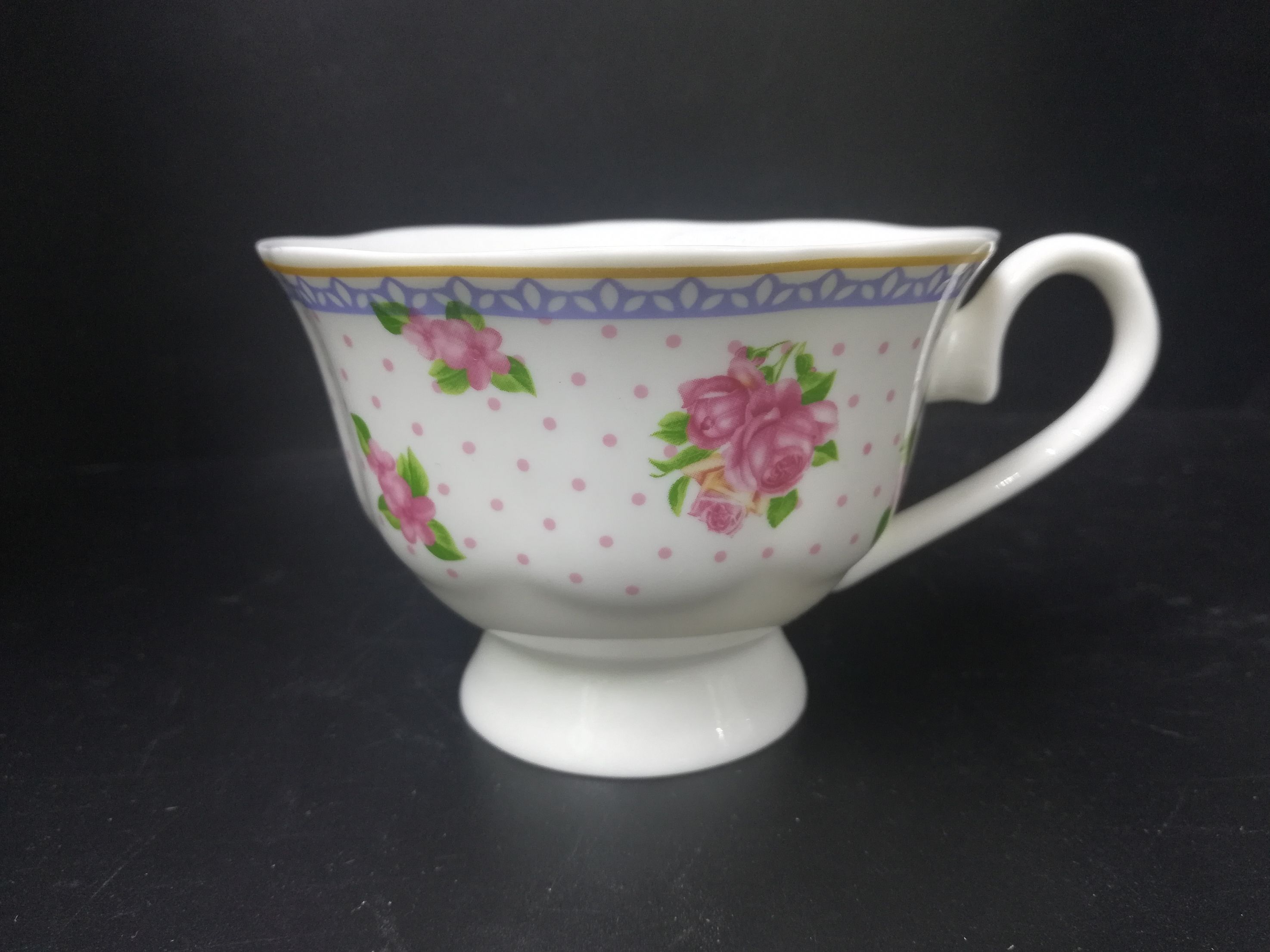 180Cc Ceramic Bone China Cup And Saucer Monsoon Series Full Of Flowers Specification drawing